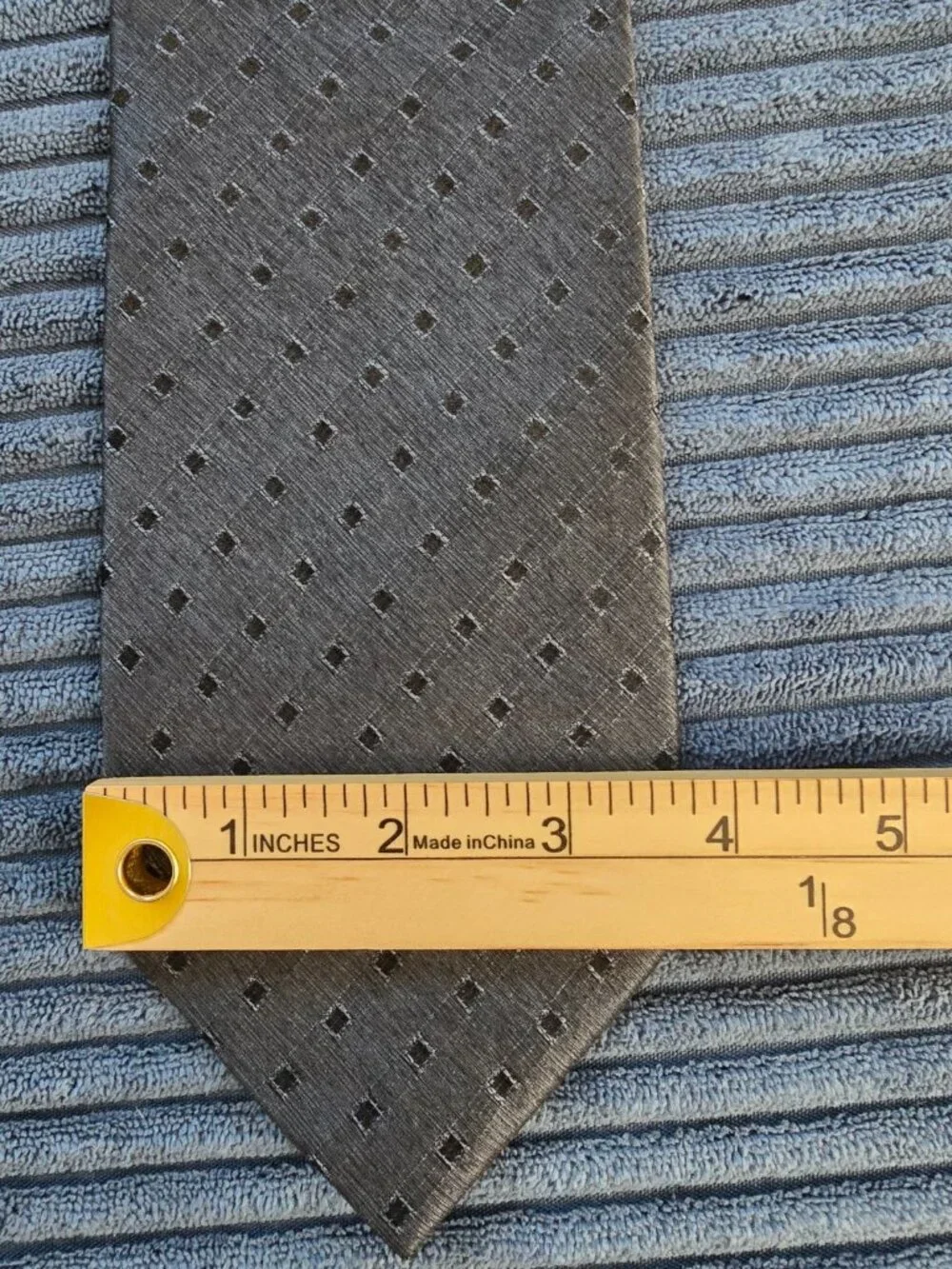 VTG Cravattificio Di Siena 100% Silk Tie Blue/Black Geometric Woven Pattern EUC